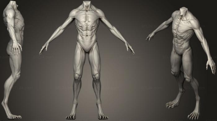 Статуэтки герои, монстры и демоны (Лепка тела 1, STKM_0697) 3D модель для ЧПУ станка
